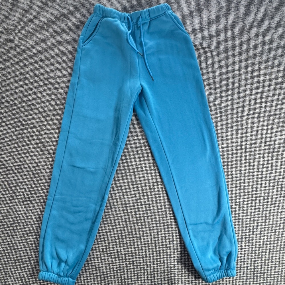 SHEIN Womens Sky Blue Fleece Lined Jogger Sweatpants Size S Pockets Drawstring